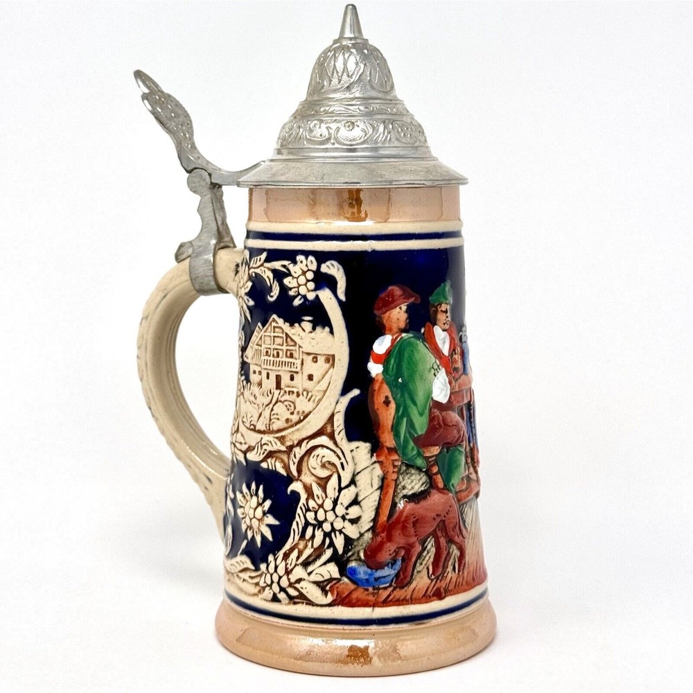 Vintage Marzi & Remy German Beer Stein DBGM Lid Poachers in the Herder’s Hut
